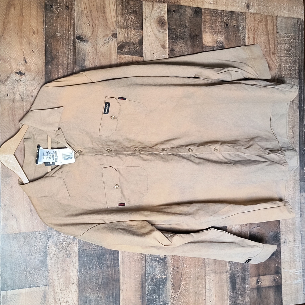 NWT Workrite Flame Resistant Long Sleeve Button up Shirt Tan Sz 3XL Men